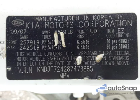 2008 Kia Sportage Lx из США, поврежденный, VIN KNDJF724287473865